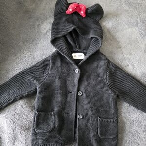 Disney Baby Black Knit Cardigan with Red Bow